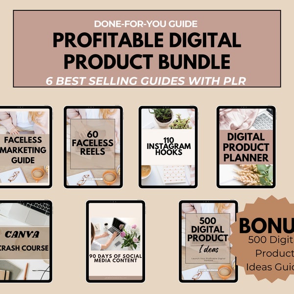 Done for you Faceless Digital Marketing Guide Bundle with  Private Label Rights PLR Done-For-You Digital Products, Faceless Entrepreneur