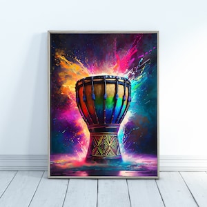 Bongo Drums, Bongos, African Drums, Percussion, Musical Instruments Artwork, Concertina, Colorful Music Notes, Music Education