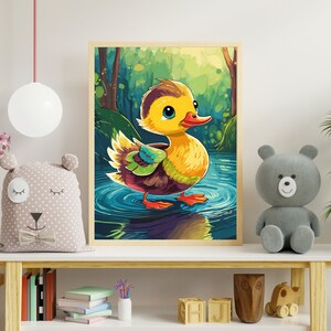 Kaczka do druku, słodka kaczka, dzieło sztuki marzeń, Cadeau, wyjątkowy prezent dla noworodka, noworodek, plakaty do klasy, wystrój klasy