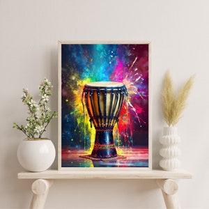 Bongo Drums, Bongos, African Drums, Percussion, Musical Instruments Artwork, Concertina, Colorful Music Notes, Music Education
