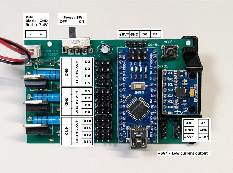 Arduino Tx1 DIY Robot Board With Arduino Nano V3 and MPU6050 Accelerometer - Etsy