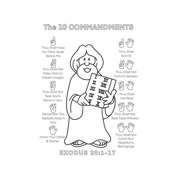 The 10 Commandments Coloring Page | Bible Activity Pages | PDF Digital Download | 8x11 | A4 |