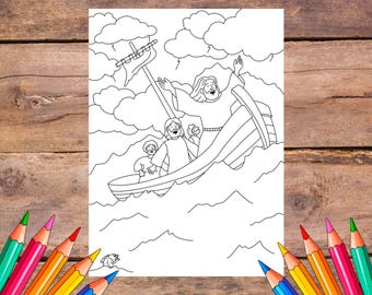 Jesus Calms the Storm Coloring Page | Bible Activity Pages | PDF Digital Download | 8x11 |