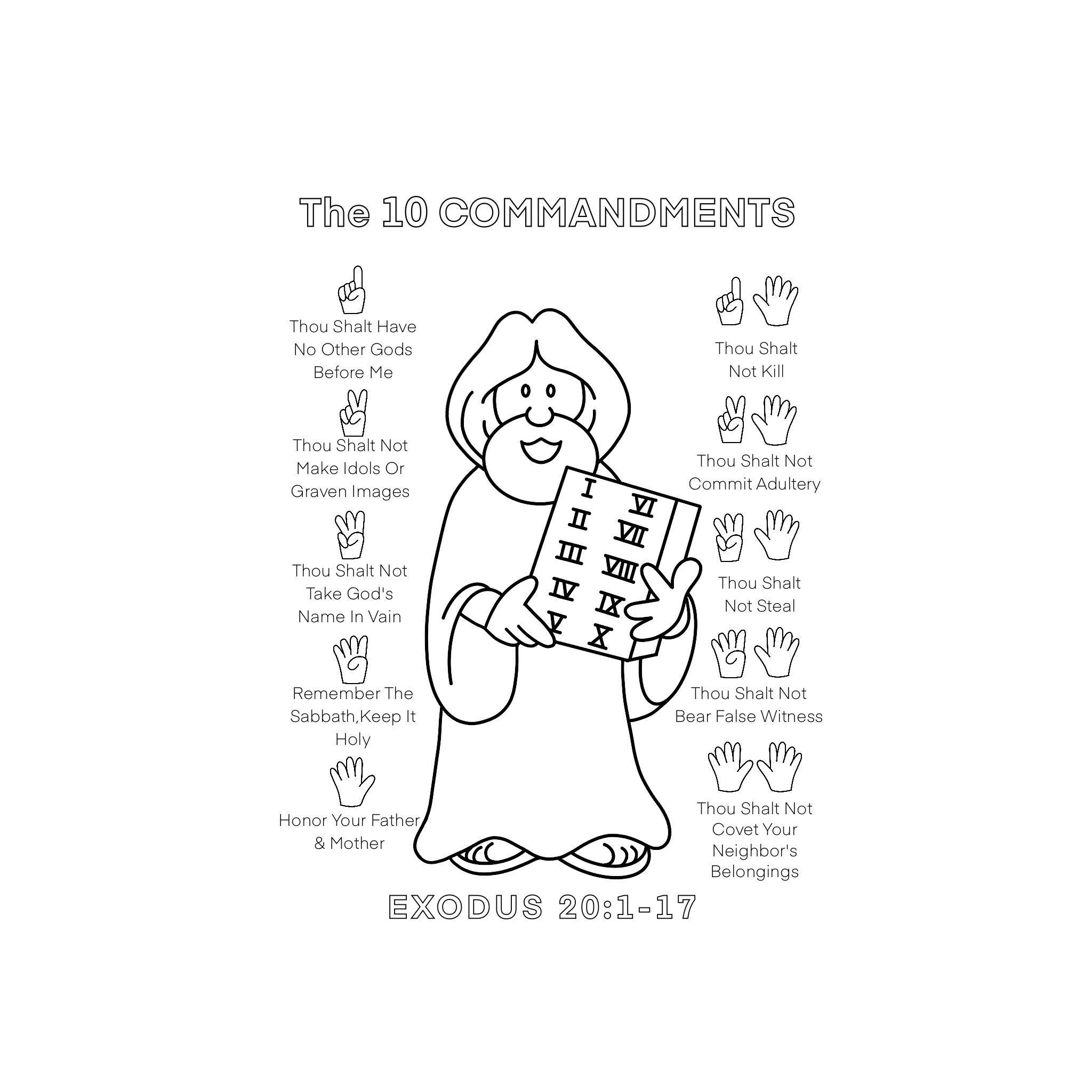 The 10 Commandments Coloring Page Bible Activity Pages PDF Digital