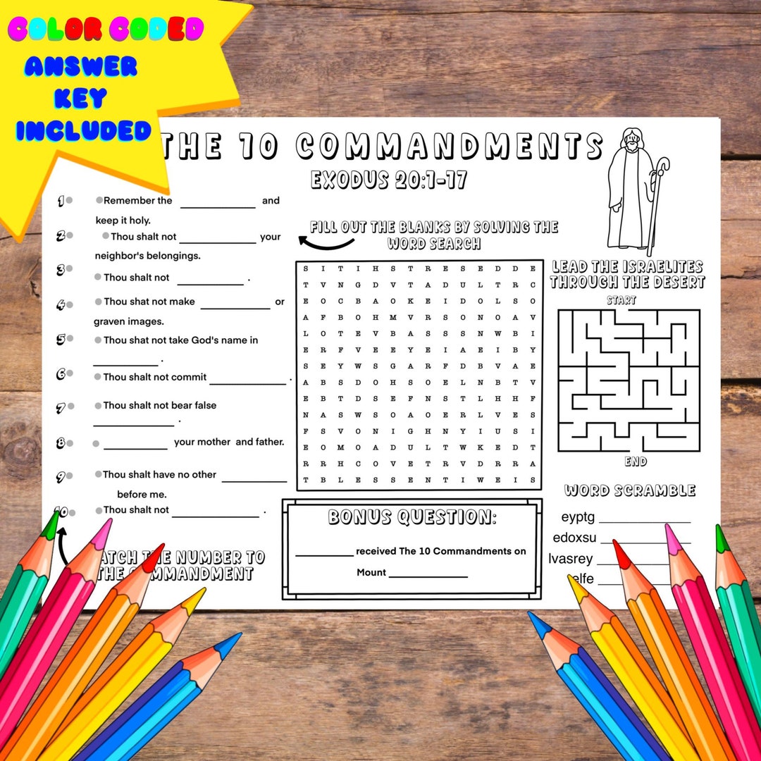 10 Commandments Activity Page PDF | Bible Activity and Coloring Pages ...