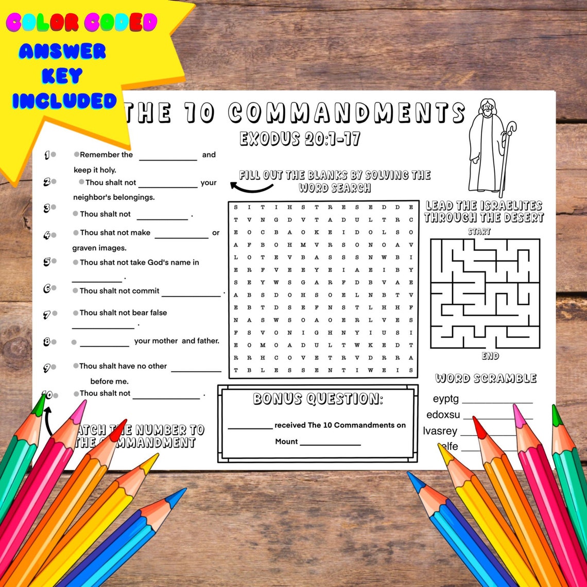 10 Commandments Activity Page PDF Bible Activity and Coloring Pages for ...