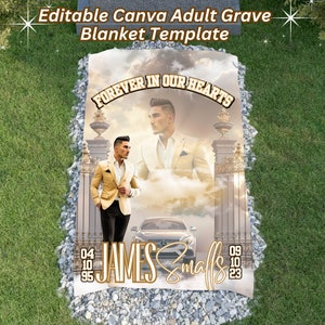 Luxury Car Grave Blanket, Editable Canva Adult Grave Blanket Template, Adult in Loving Memory Memorial Grave Blanket Template