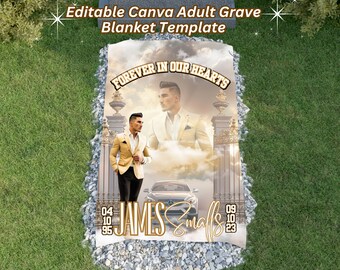 Luxury Car Grave Blanket, Editable Canva Adult Grave Blanket Template, Adult in Loving Memory Memorial Grave Blanket Template
