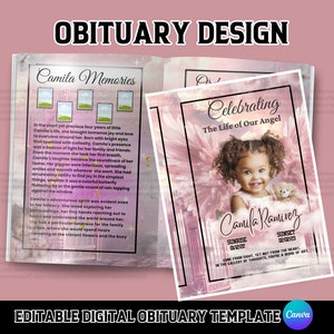 Celebration of Life Keepsake Template, Obituary Funeral Program Template, Canva Editable Funeral Template, 8.5&quot;x11&quot; 4 Page Memorial Template