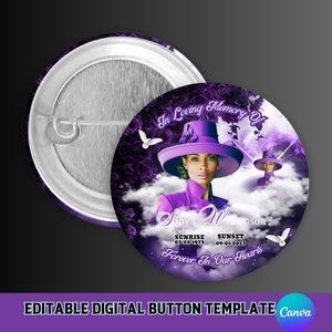 Memorial Button Template, Editable Canva Memorial Template, Digital Funeral Button Design Template, Editable Memorial Button, RIP Keepsake,