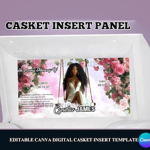Pink Swing Memorial Casket Insert, Memorial Casket Panel Template, Canva RIP Casket Panel Insert, Digital Casket Insert, Canva Digital File