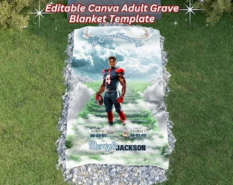Football Grave Blanket, Editable Canva Adult Grave Blanket Template, Adult in Loving Memory Memorial Grave Blanket Template, Grave Cover