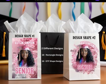 Graduation Gift Bag Template, 2 Different Shape Template Bundle, 32 Piece Editable Canva Graduation Template, Template Digital Download
