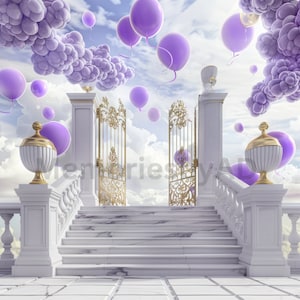 Purple Balloon Memorial Background, Memorial PNG, Rest in Peace Template, RIP, Memorial, Baby Shower