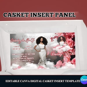 Memorial Casket Panel Template, Digital Casket Panel Design Template, Canva RIP Casket Panel Insert, Peach Rose Casket Insert