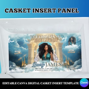 Casket Panel Design Template, Memorial Casket Panel Template, Canva RIP Casket Panel Insert, Red Roses Casket Insert, Digital Casket Insert