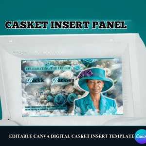 Casket Panel Design Template, Memorial Casket Panel Template, Canva RIP Casket Panel Insert, Red Roses Casket Insert, Digital Casket Insert