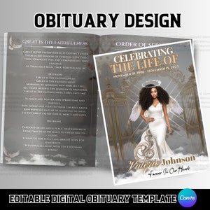 Obituary Funeral Program Template, Canva Editable Funeral Template, 8.5&quot;x11&quot; 8 Page Memorial Template, Celebration of Life Keepsake Template
