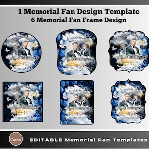 Canva Funeral Fan Template, Editable Digital Fan Template, Memorial Funeral Fan Template, Paddle Fan Template, Red Rose Background
