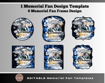 Canva Funeral Fan Template, Editable Digital Fan Template, Memorial Funeral Fan Template, Paddle Fan Template, Red Rose Background