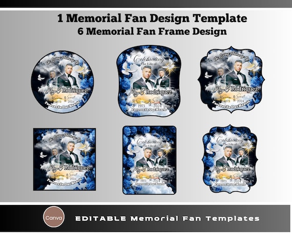 Canva Funeral Fan Template, Editable Digital Fan Template, Memorial Funeral Fan Template, Paddle Fan Template, Red Rose Background