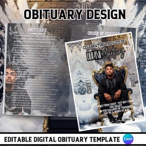 Celebration of Life Keepsake Template, Obituary Funeral Program Template, Canva Editable Funeral Template, 8.5&quot;x11&quot; 8 Page Memorial Template