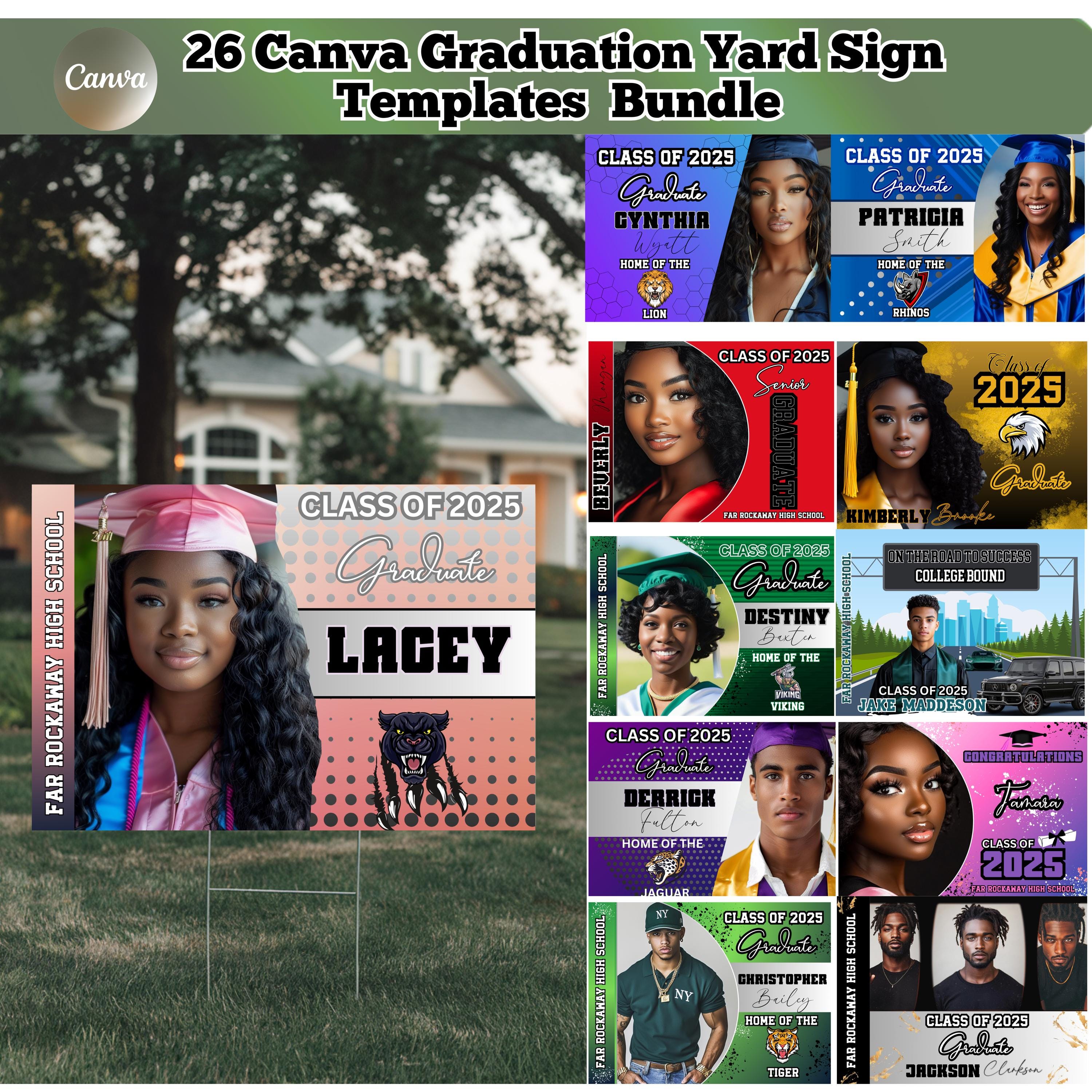 Editable Graduation Yard Sign Template Set, 26 Canva Editable Grad ...