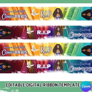 Rainbow Memorial Ribbon Template, Memorial Ribbon Template, Digital Funeral Ribbon Design Template, Editable Memorial Ribbon, RIP Keepsake,