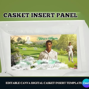Golfing Casket Insert, Casket Panel Design Template, Memorial Casket Panel Template, Canva RIP Casket Panel Insert, Digital Casket Insert
