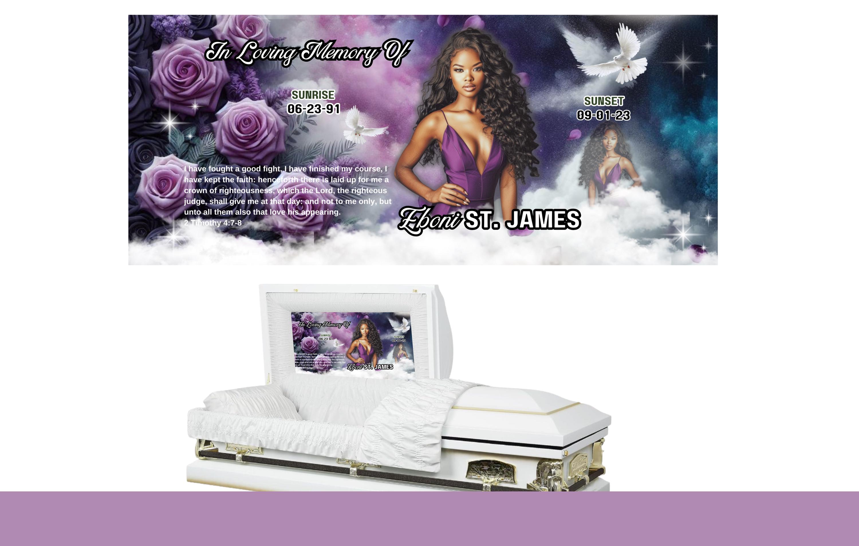 Panal Rip Purple Rose Memorial Casket Insert, Memorial Casket Panel Template ...