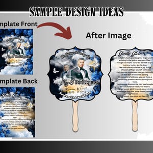 Canva Funeral Fan Template, Editable Digital Fan Template, Memorial Funeral Fan Template, Paddle Fan Template, Red Rose Background image 3
