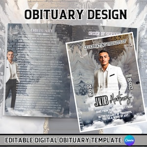 Obituary Funeral Program Template, Celebration of Life Keepsake Template, Canva Editable Funeral Template, 8.5&quot;x11&quot; 8 Page Memorial Template