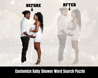 Customizable Word Search, Baby Shower Word Search Puzzle, Activities for Baby Shower, Word Search Digital Download, Personalize Baby Shower