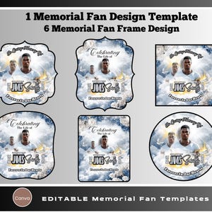 Editable Digital Fan Template, Memorial Funeral Fan Template, Canva Funeral Fan Template, Paddle Fan Template, Red Rose Background