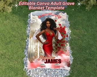 Gold Gates Grave Blanket, Editable Canva Adult Grave Blanket Template, Adult in Loving Memory Memorial Grave Blanket Template, Grave Cover