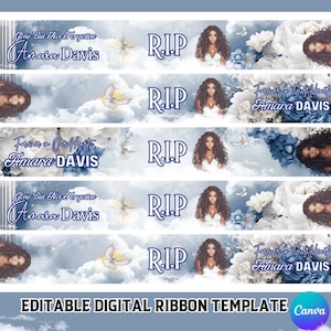 Floral Memorial Ribbon Template, Memorial Ribbon Template, Digital Funeral Ribbon Design Template, Editable Memorial Ribbon Keepsake