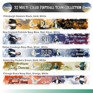 32 modelli di nastri commemorativi multicolore per squadre di calcio, 32 nastri commemorativi personalizzabili Canva, modelli, modello di nastro,
