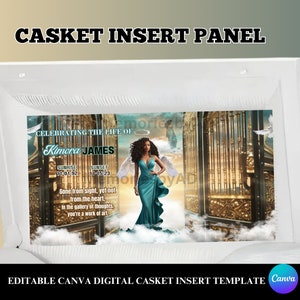Memorial Casket Panel Template, Casket Panel Design Template, Canva RIP Casket Panel Insert, Red Roses Casket Insert, Digital Casket Insert