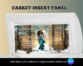 Memorial Casket Panel Template, Casket Panel Design Template, Canva RIP Casket Panel Insert, Red Roses Casket Insert, Digital Casket Insert