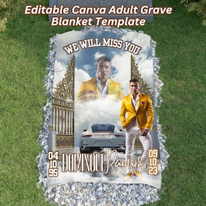 Sports Car RIP Grave Blanket, Editable Canva Adult Grave Blanket Template, Adult in Loving Memory Memorial Grave Blanket Template
