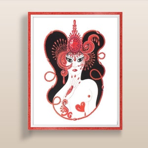 Rubinen 1969 | Fransk art déco-illustration | Ädelstensteckning | Vintage väggkonst | Utskrivbar affisch