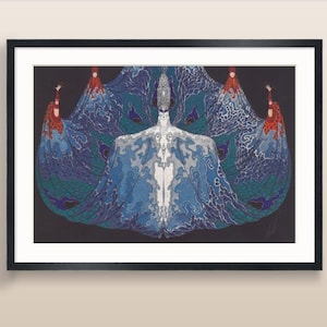 El océano, 1926, Erté. Ilustración de un famoso artista francés del Art Déco. Impresionante diseño antiguo. Arte mural vintage. Impresionante póster imprimible.
