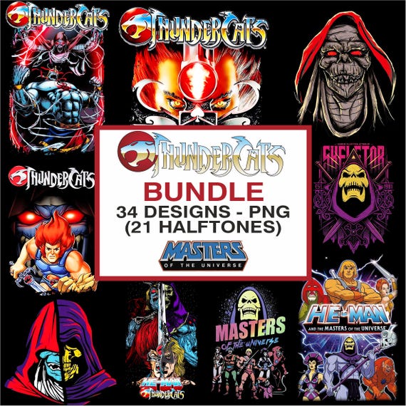 80s Cartoon PNG Bundle: Thundercats & He-Man Designs (Halftone, Sublimation)