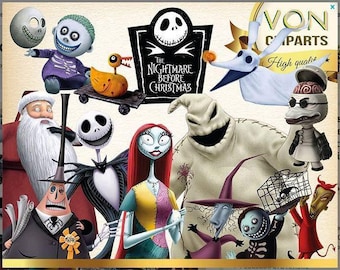 Paquete de imágenes PNG de Pesadilla antes de Navidad, diseños espeluznantes de Halloween (descarga digital)