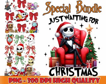 Paquete de imágenes PNG de Pesadilla Navideña, Personajes de Películas Navideñas (Descarga digital)