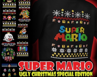 Paquete de archivos SVG de suéteres navideños feos de Super Mario (descarga digital)