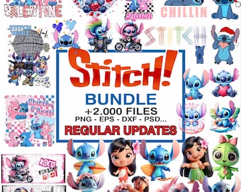Más de 2000 PNG de Stitch y ángel, diseños de Lilo, San Valentín, Cricut y archivos de sublimación