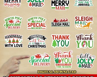 Paquete de pegatinas navideñas con imágenes prediseñadas – PNG festivo (descarga digital)