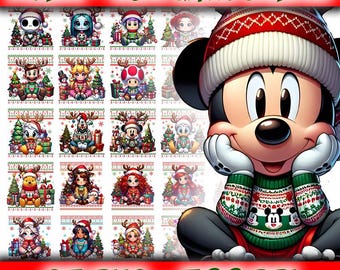 Paquete de imágenes PNG de dibujos animados de suéteres navideños feos (descarga digital)