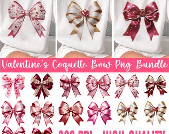 Paquete de imágenes PNG de lazo coqueto de San Valentín, amor brillante (descarga digital)